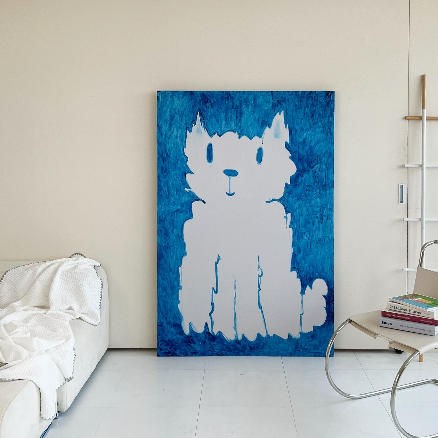 Sky dog , cloud cat blue artwork