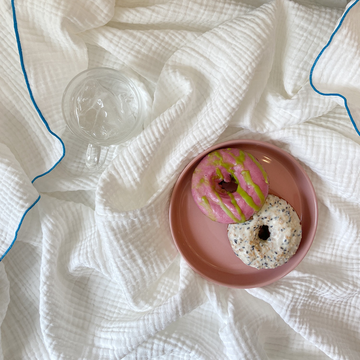 [a.o.b] Candy blue marine gauze bedding